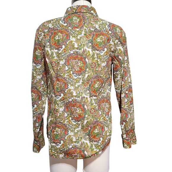 Talbots Paisley Button Up Shirt Sz 6 Classic Roll Tab Long Sleeve Multi Retro - Picture 4 of 11